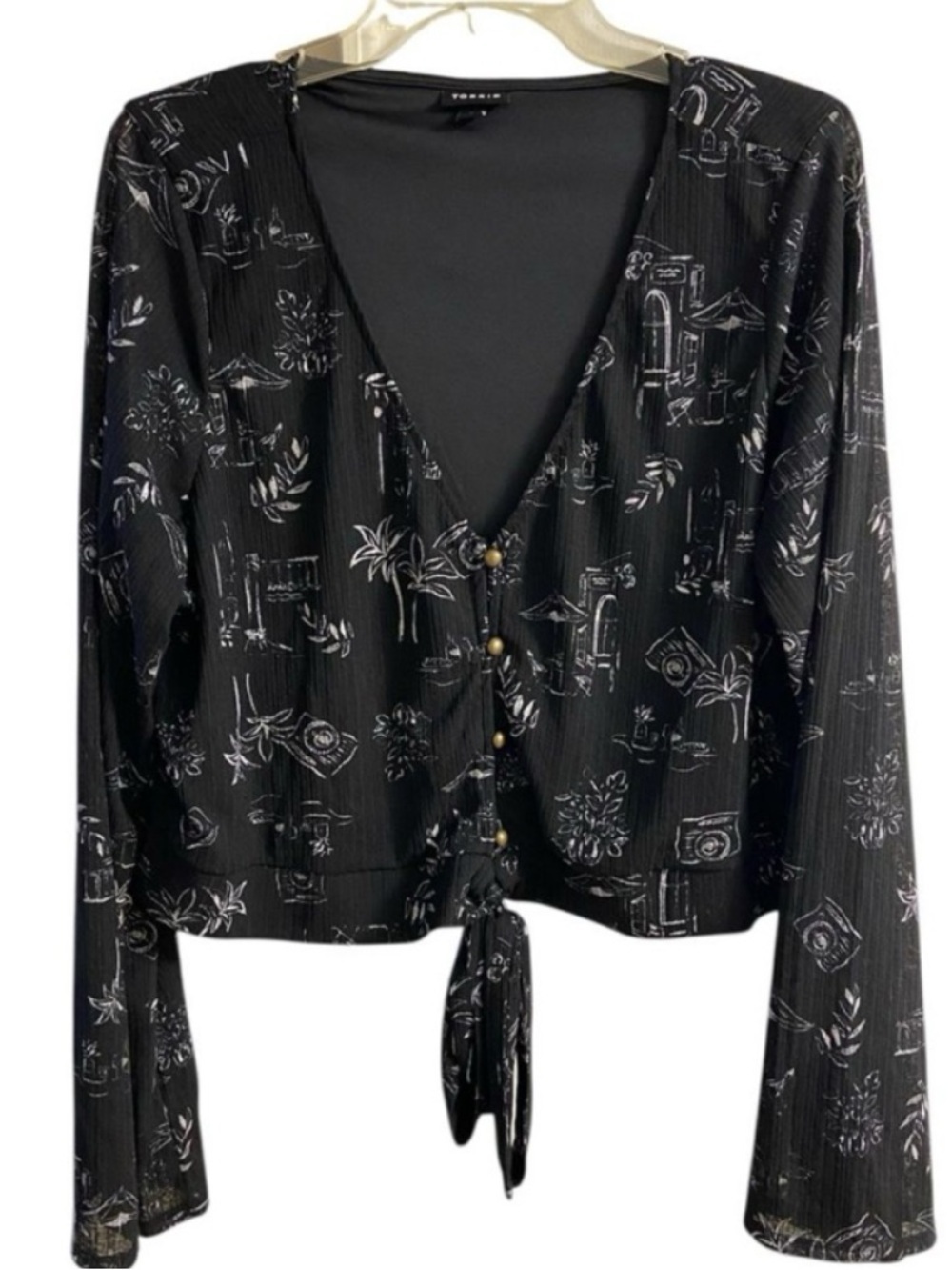 torrid Black tie front semi cropped blouse 2X